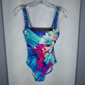 Gottex Women’s One Piece Swimsuit Sz 8 Colorful Floral Padded Bathing Suit Boho